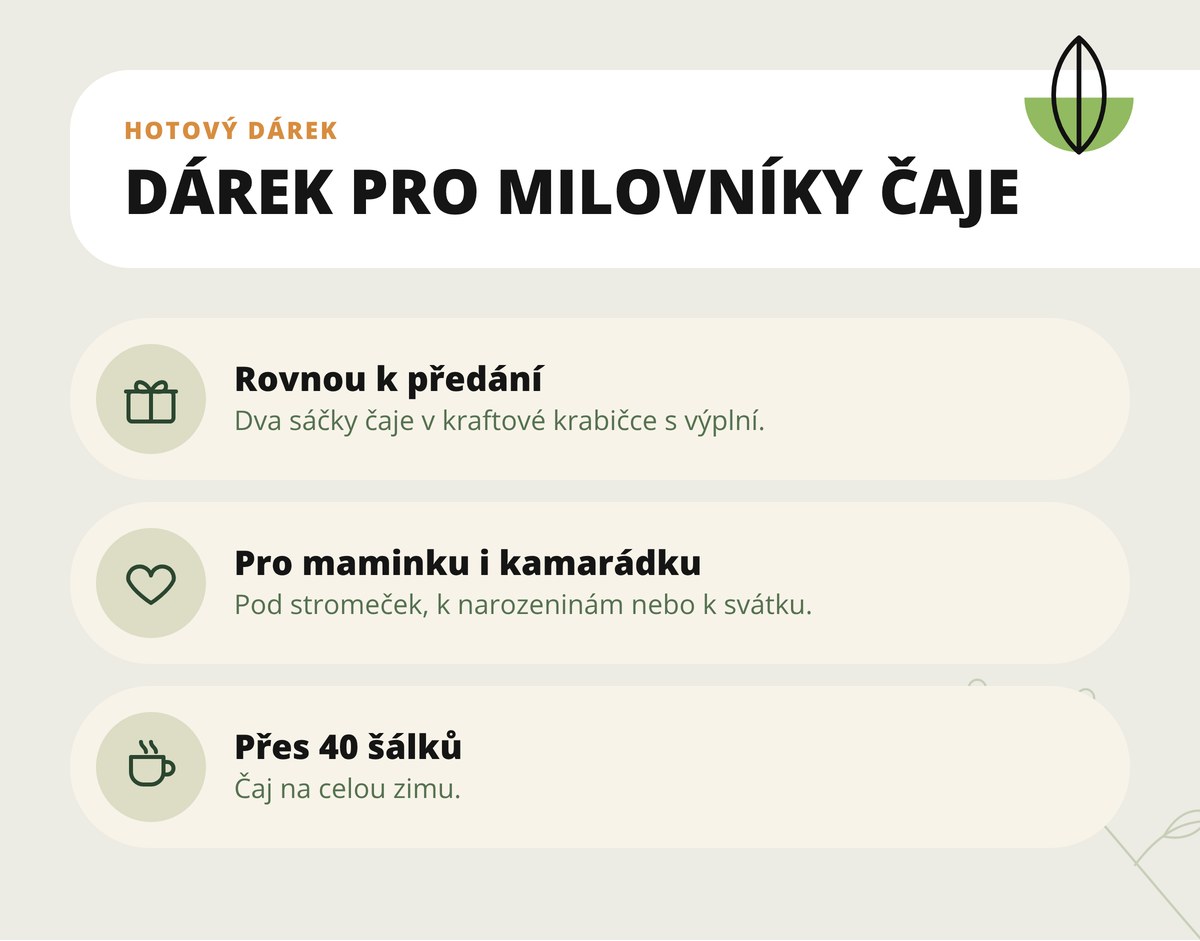 Dárkové balení čajů Dona Natura – kraftová krabička s výplní a dva sáčky čaje
