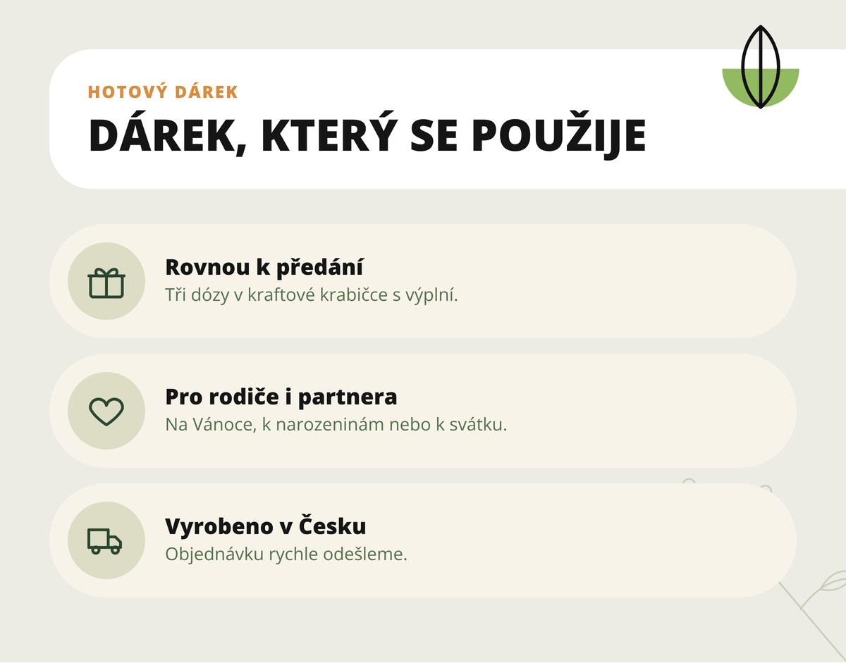Dárkové balení Komplexní péče Dona Natura – tři dózy v kraftové krabičce s výplní