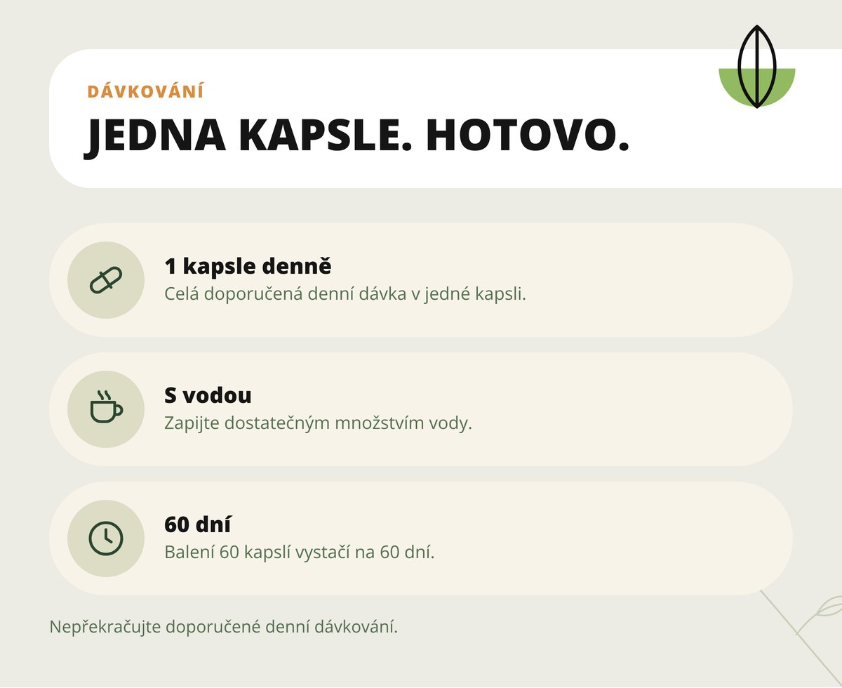 Maca peruánská Dona Natura – dávkování 1 kapsle denně, balení na 60 dní