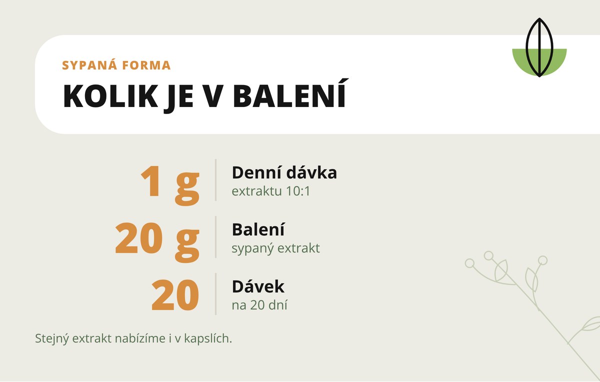 Mimosa pudica extrakt 10:1 v prášku Dona Natura – 1 g extraktu v denní dávce, balení 20 g na 20 dní