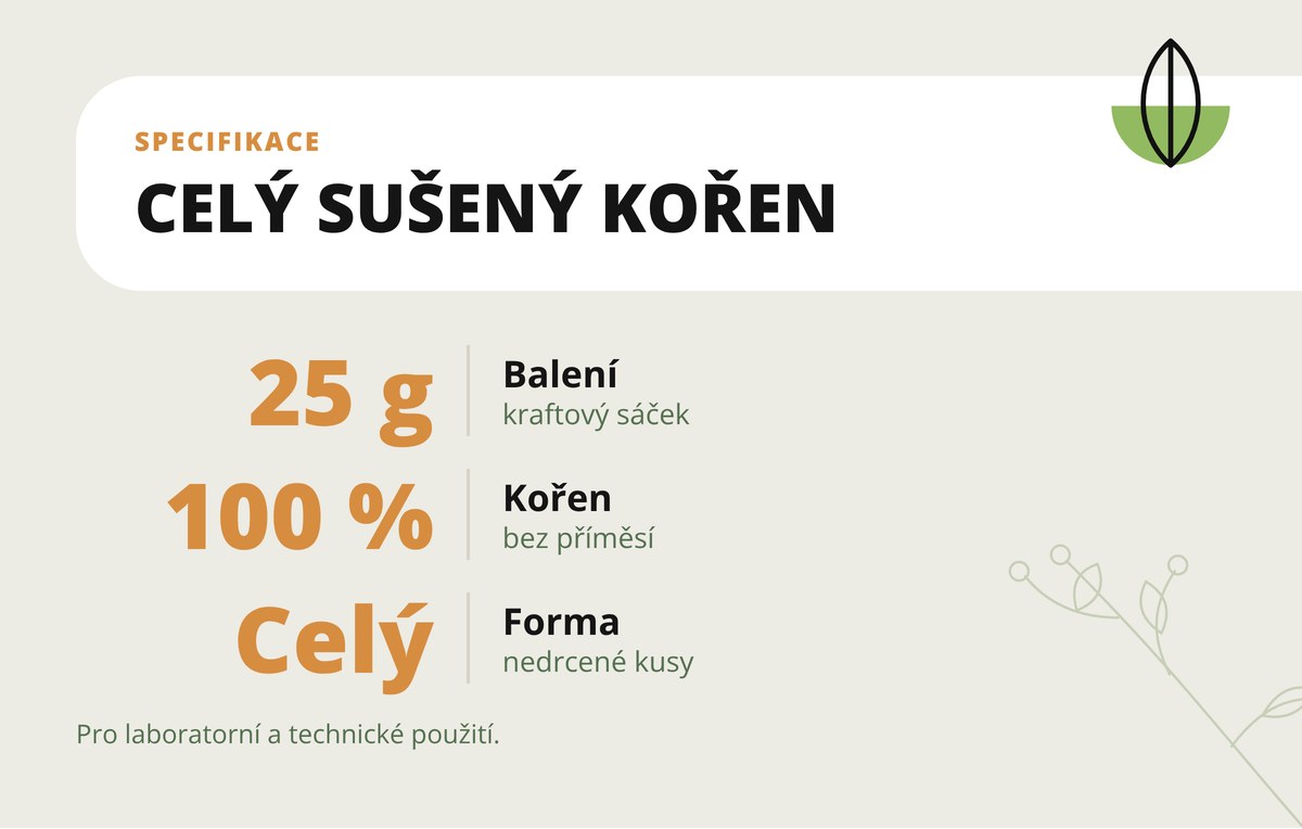 Morinda lékařská Dona Natura – specifikace: celý sušený kořen, balení 25 g, kraftový sáček